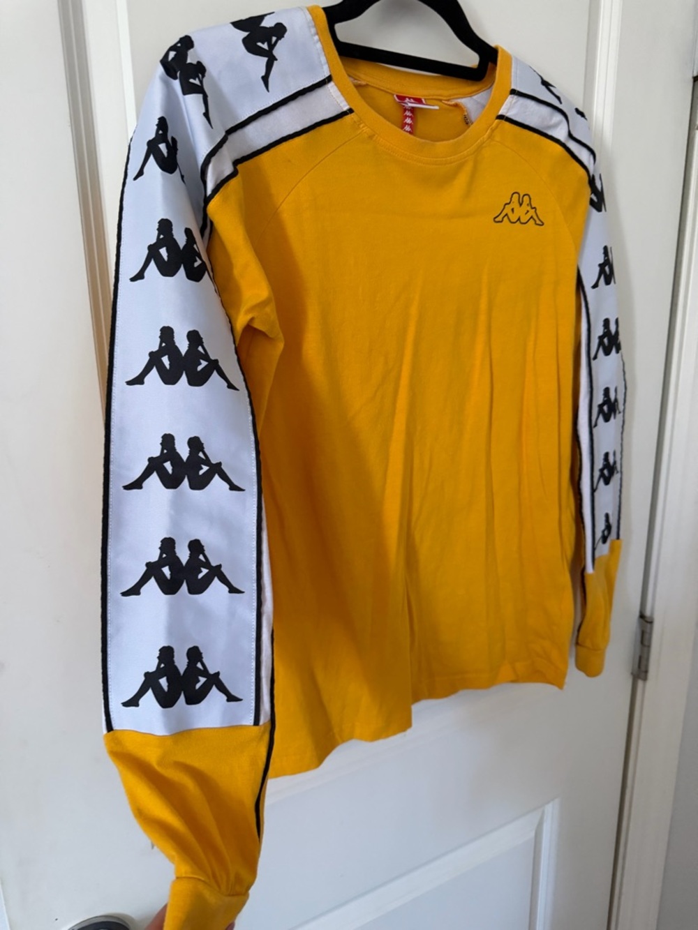 Kappa Yellow Long-Sleeve Logo Tape Tee with White & Black Accents street wear